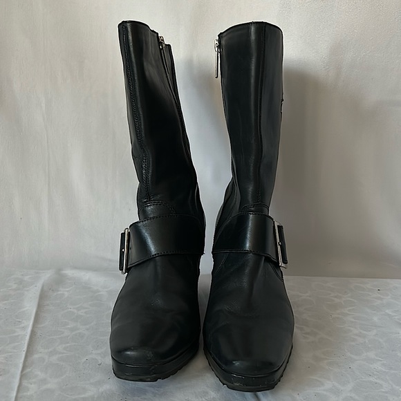 Harley-Davidson Sexy Black Leather Wedge Heel Moto Boots Shoes **Size 8**🔥🔥 - Picture 3 of 10